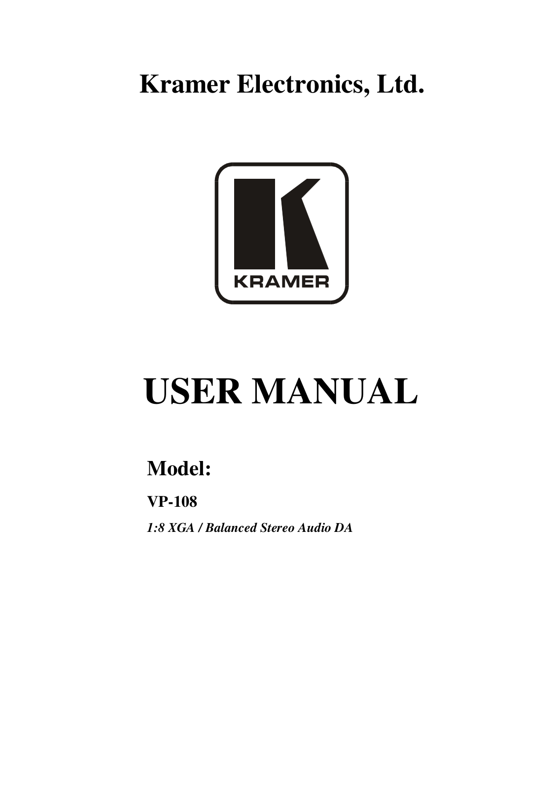 Kramer Electronics VP-108 User Manual