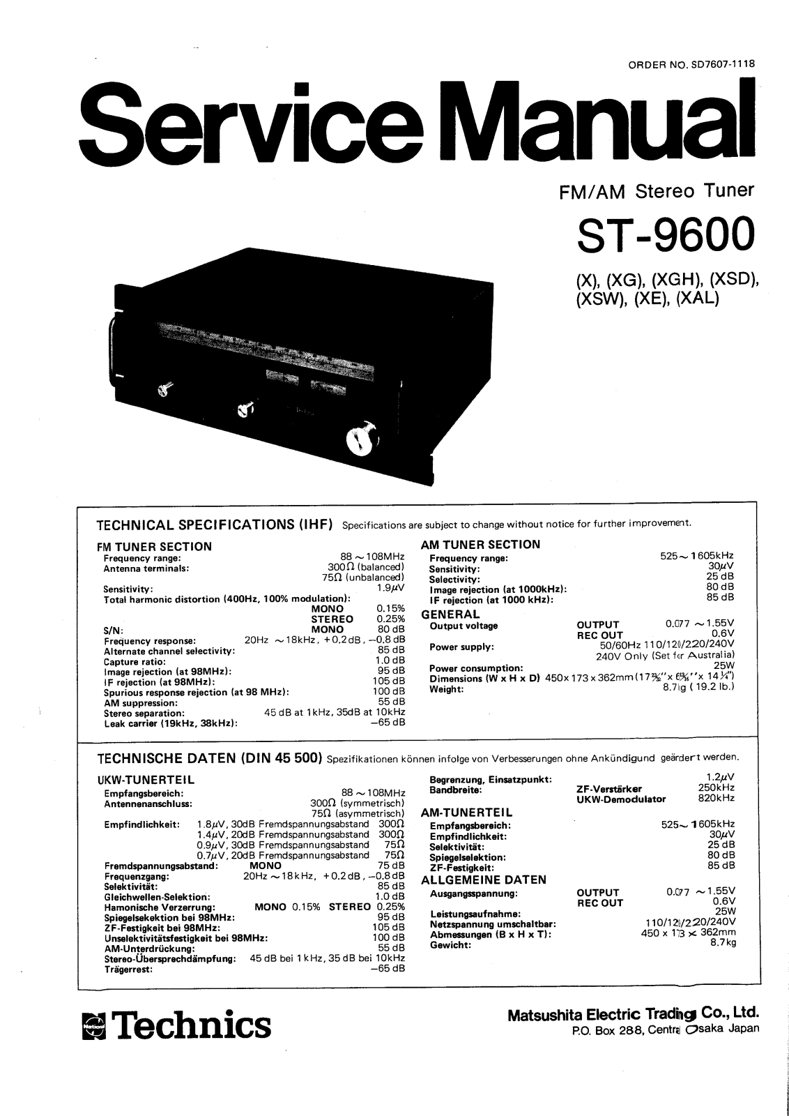 Technics ST-9600 Service Manual