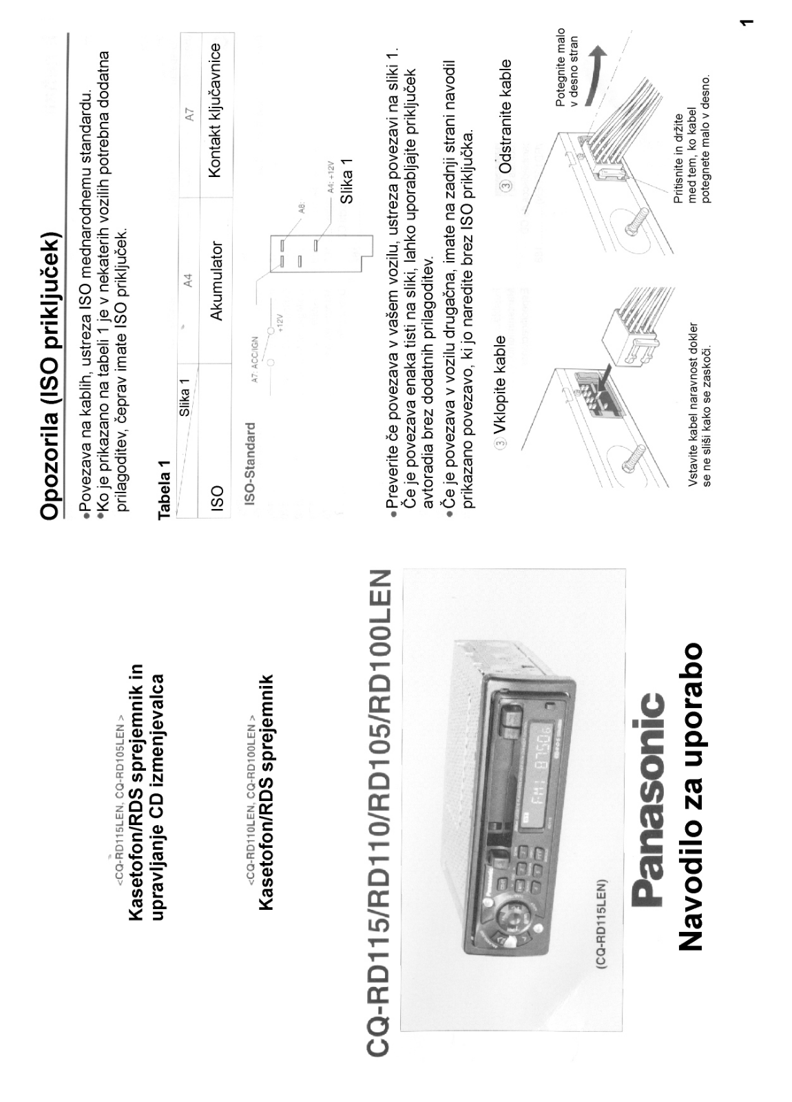 Panasonic CQ-RD115, CQ-RD105, CQ-RD110 User Manual