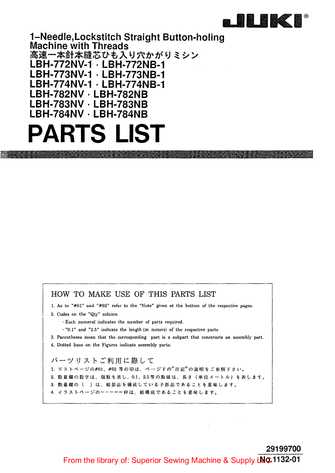 Juki LBH-772NV-1, LBH-772NB-1, LBH-773NV-1, LBH-773NB-1, LBH-774NV-1 User Manual - ManualMachine.com