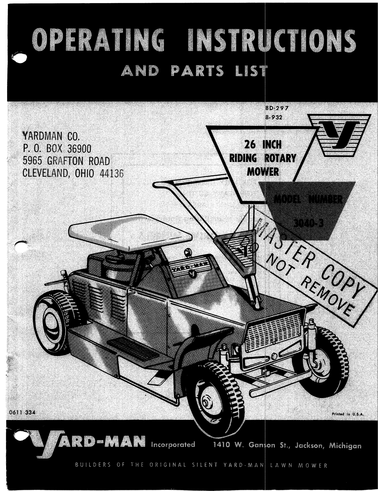 yard-man 3040-3 owners Manual