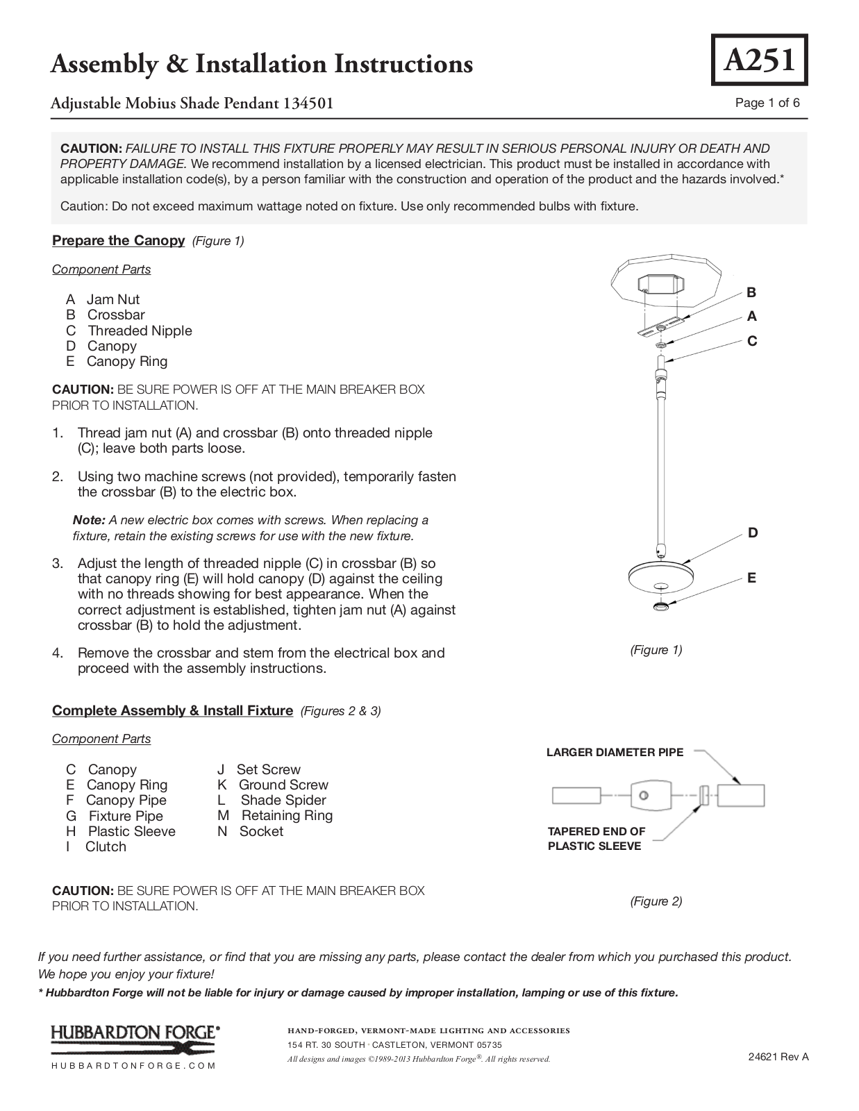 Hubbardton Forge 134501 User Manual