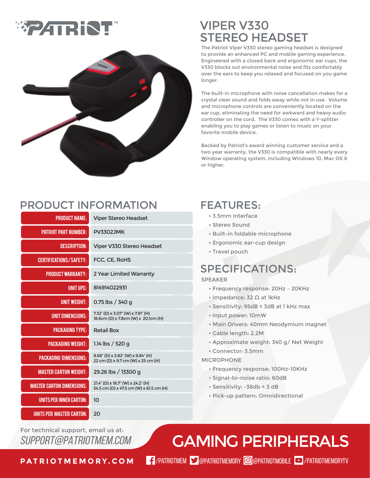 Patriot PV3302JMK User Manual