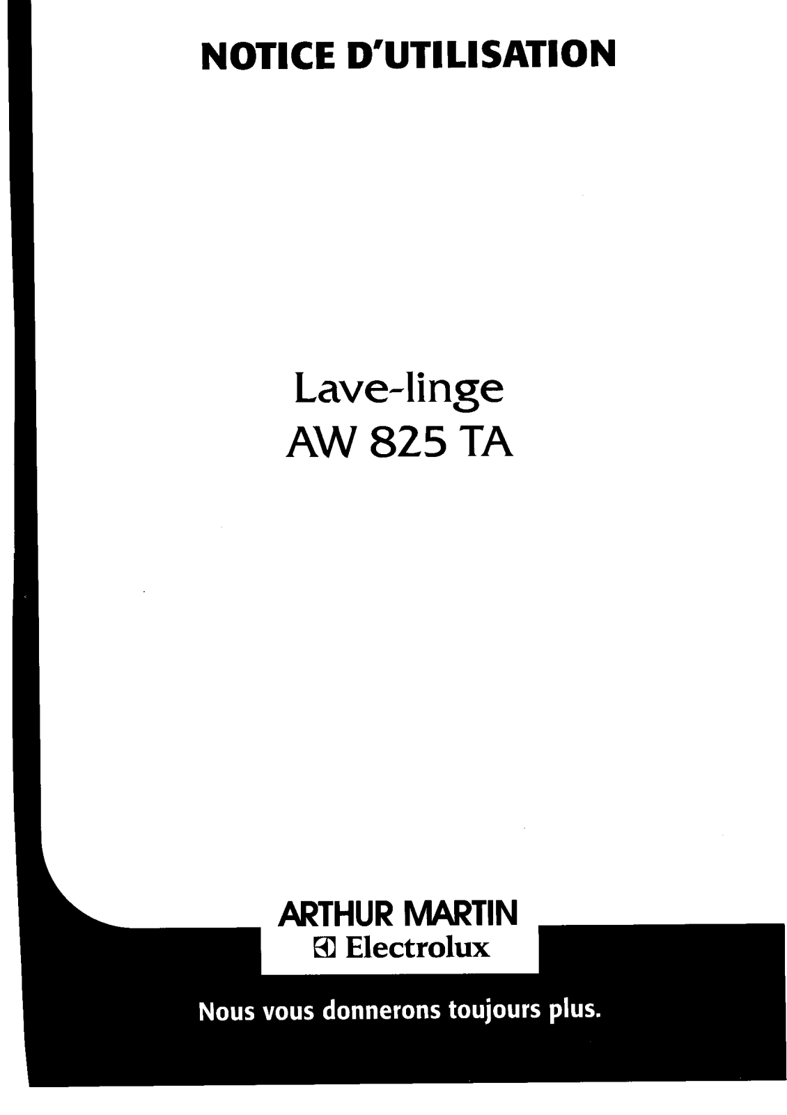 Arthur martin AW825TA User Manual