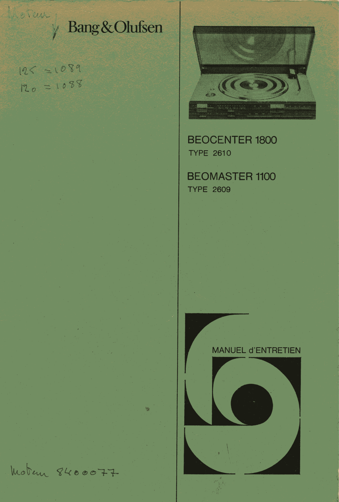 Bang Olufsen Beomaster 1100, Beocenter 1800 Schematic