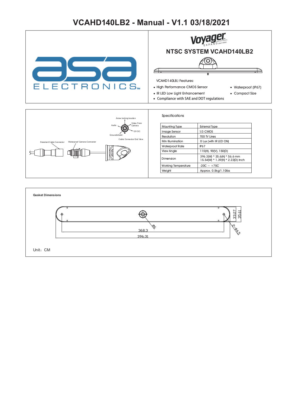 Voyager VCAHD140LB2 User Manual