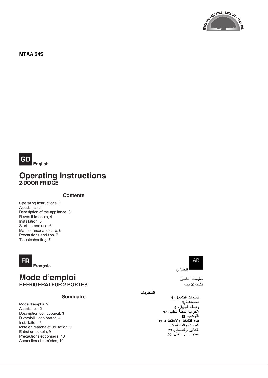 HOTPOINT/ARISTON MTAA 24S User Manual