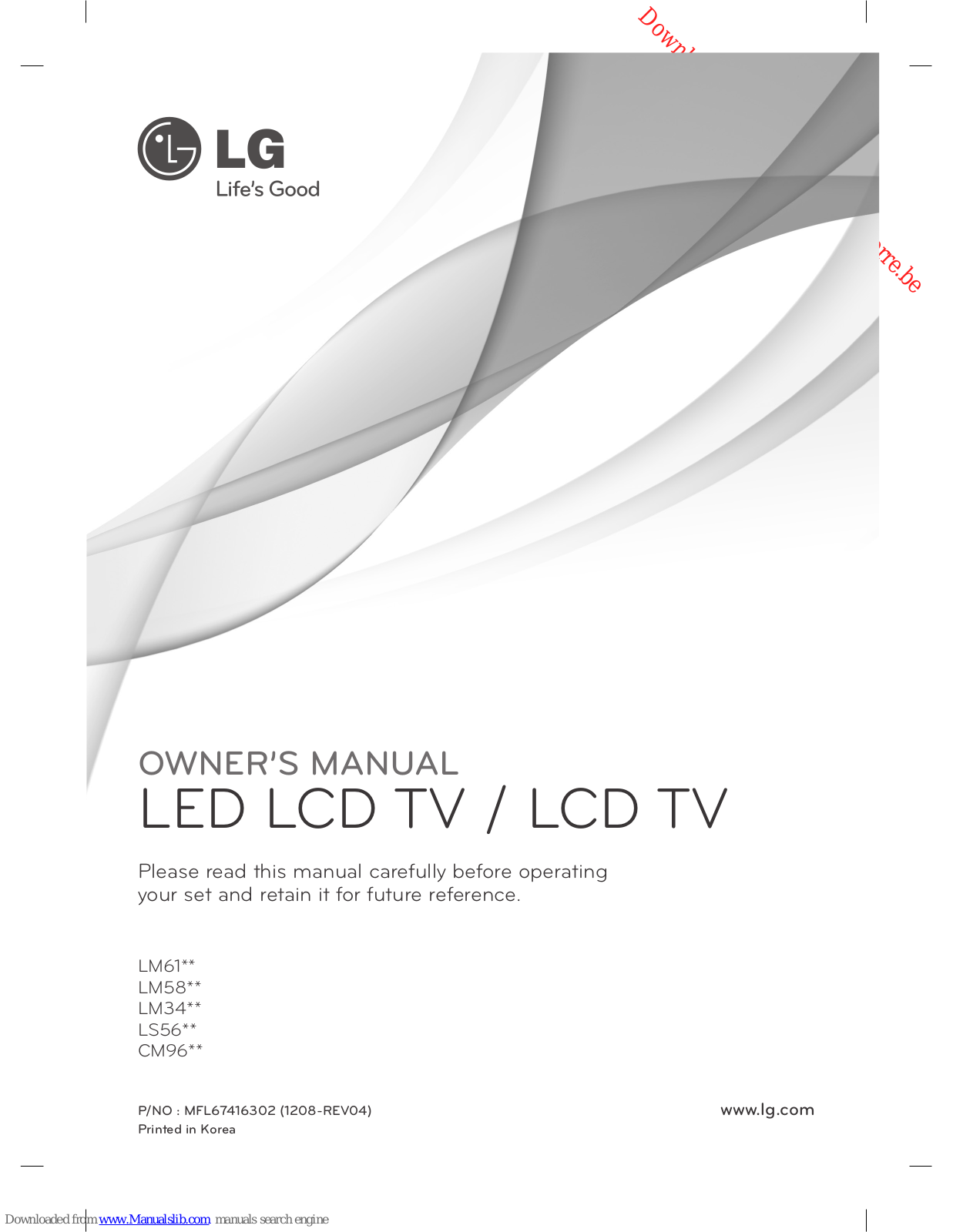 LG LM58 series, LM34 series, LS56 series, CM96 series Owner's Manual