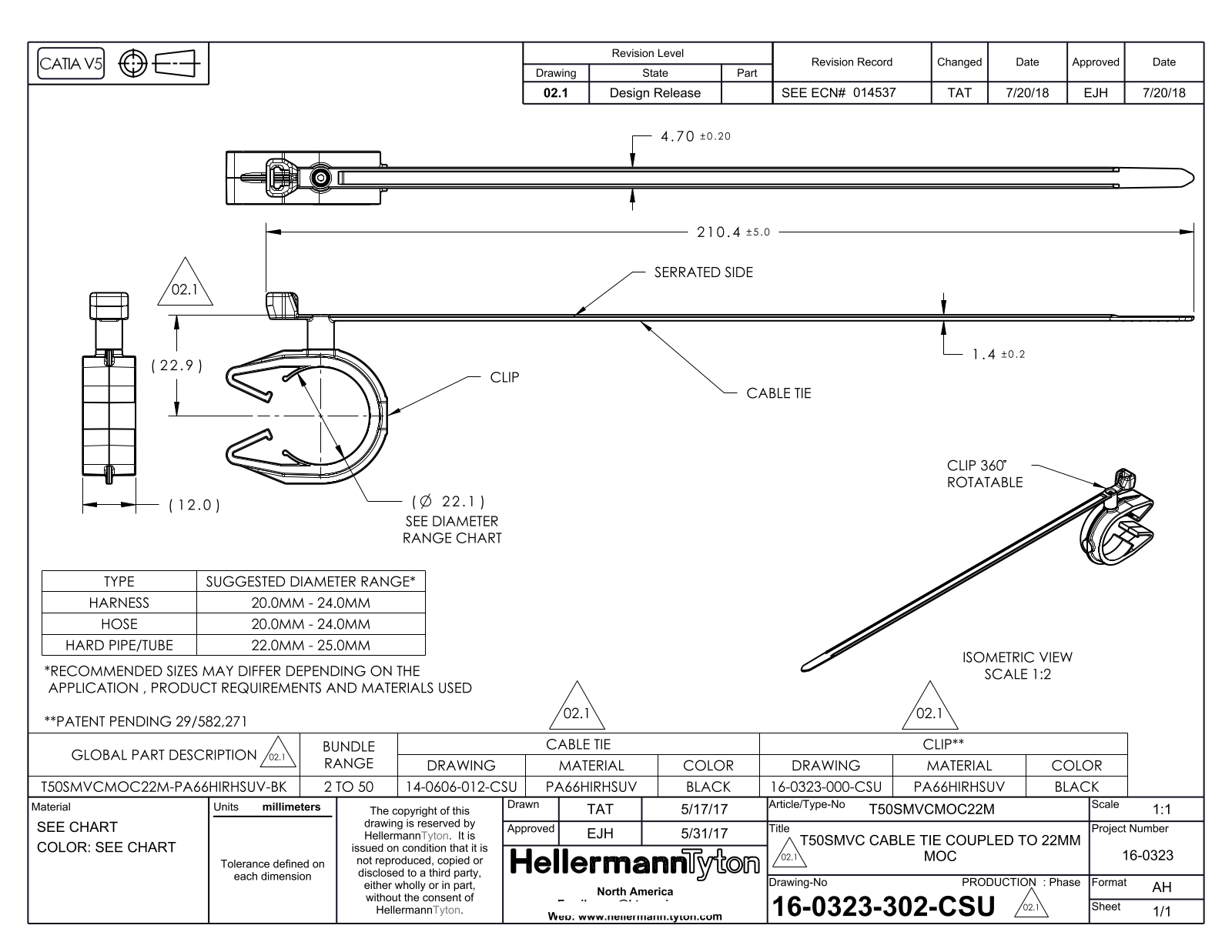 HellermannTyton T50SMVCMOC22M Reference Drawing - ManualMachine.com