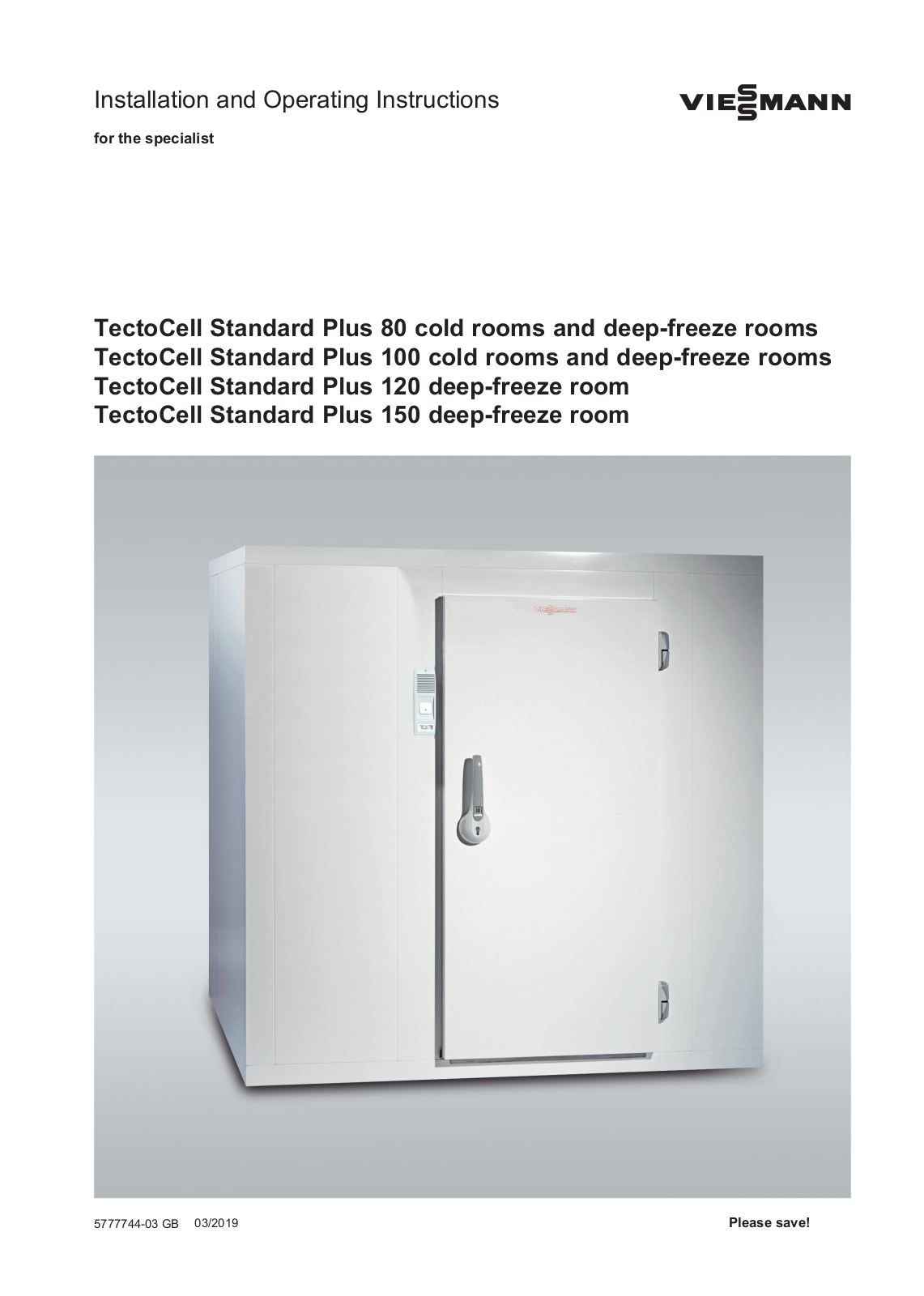 Viessmann TectoCell Standard Plus 80, TectoCell Standard Plus 100, TectoCell Standard Plus 120, TectoCell Standard Plus 150 Installation And Operating Instructions Manual