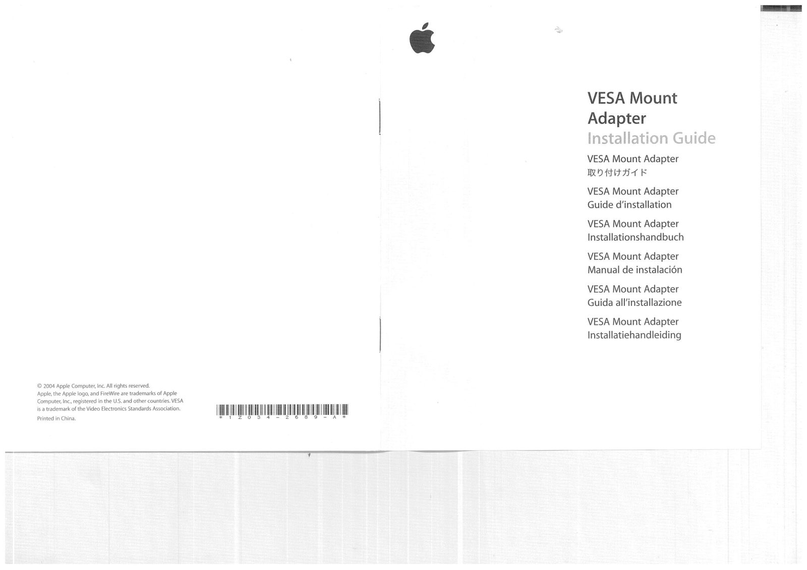 Apple Vesa Mount Adapter User Manual