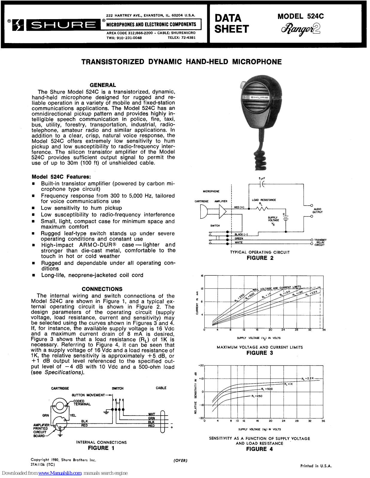 Shure Ranger 2 524C Datasheet