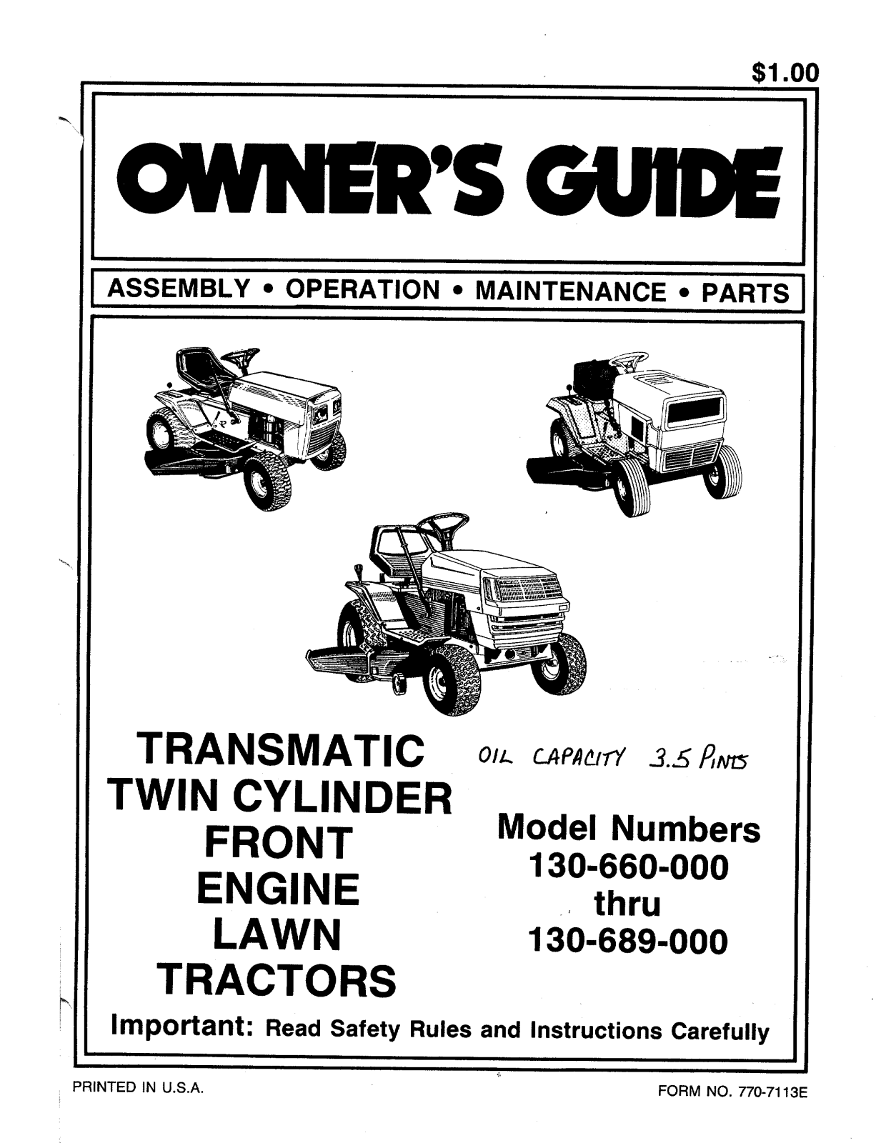 MTD 130-689-000, 130-660-000 User Manual