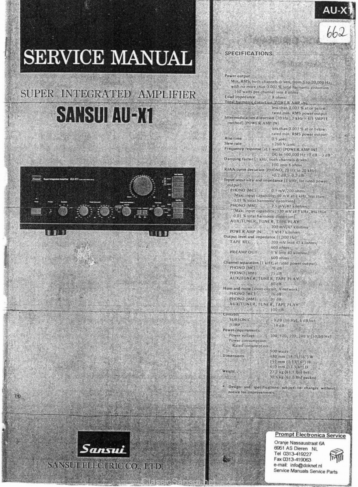 Sansui AUX-1 Service manual