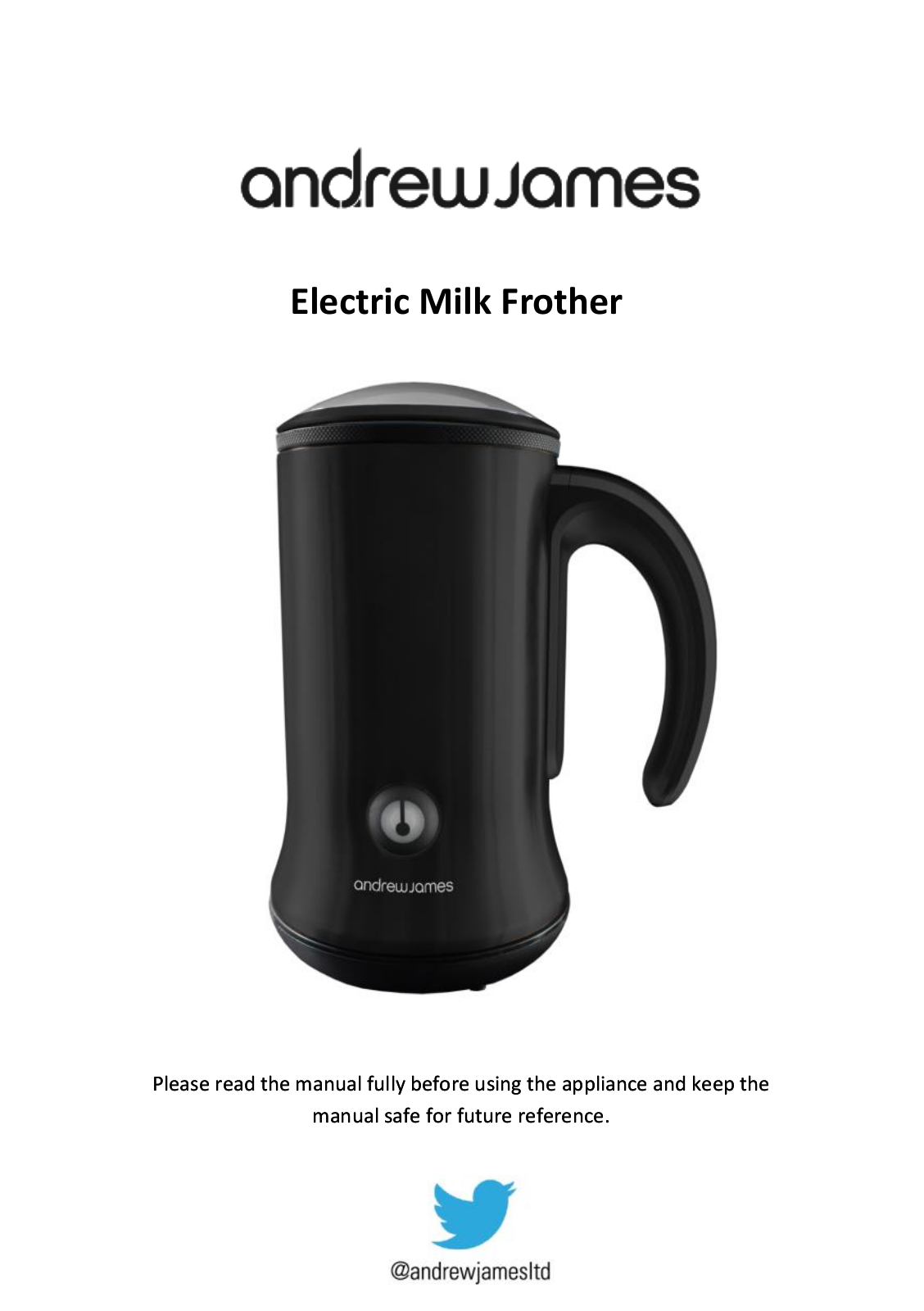 Andrew James Electric Dual Milk Frother and Warmer User Manual