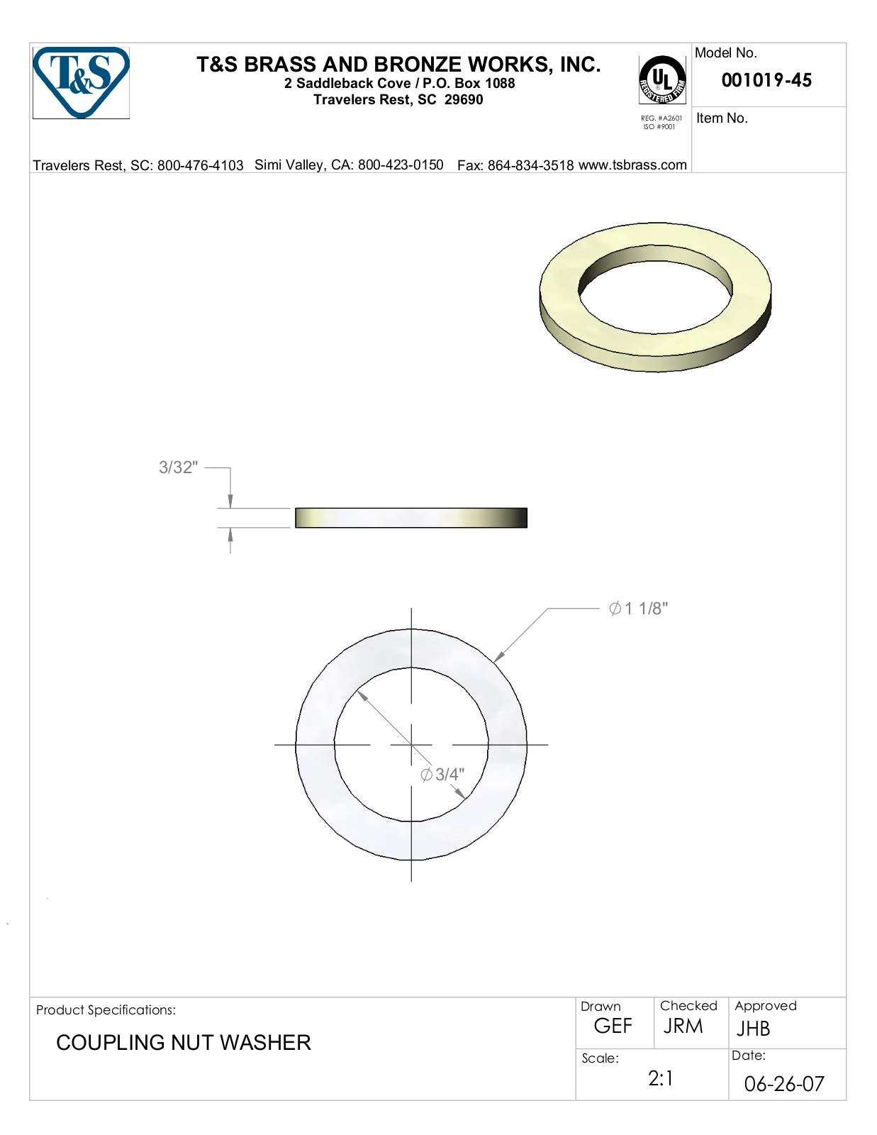 T&S Brass 001019-45 User Manual