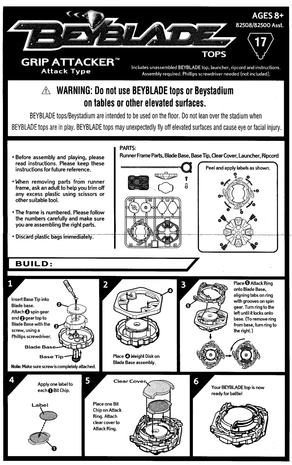 HASBRO Beyblade Grip Attacker, Beyblade Tops Grip Attacker User Manual