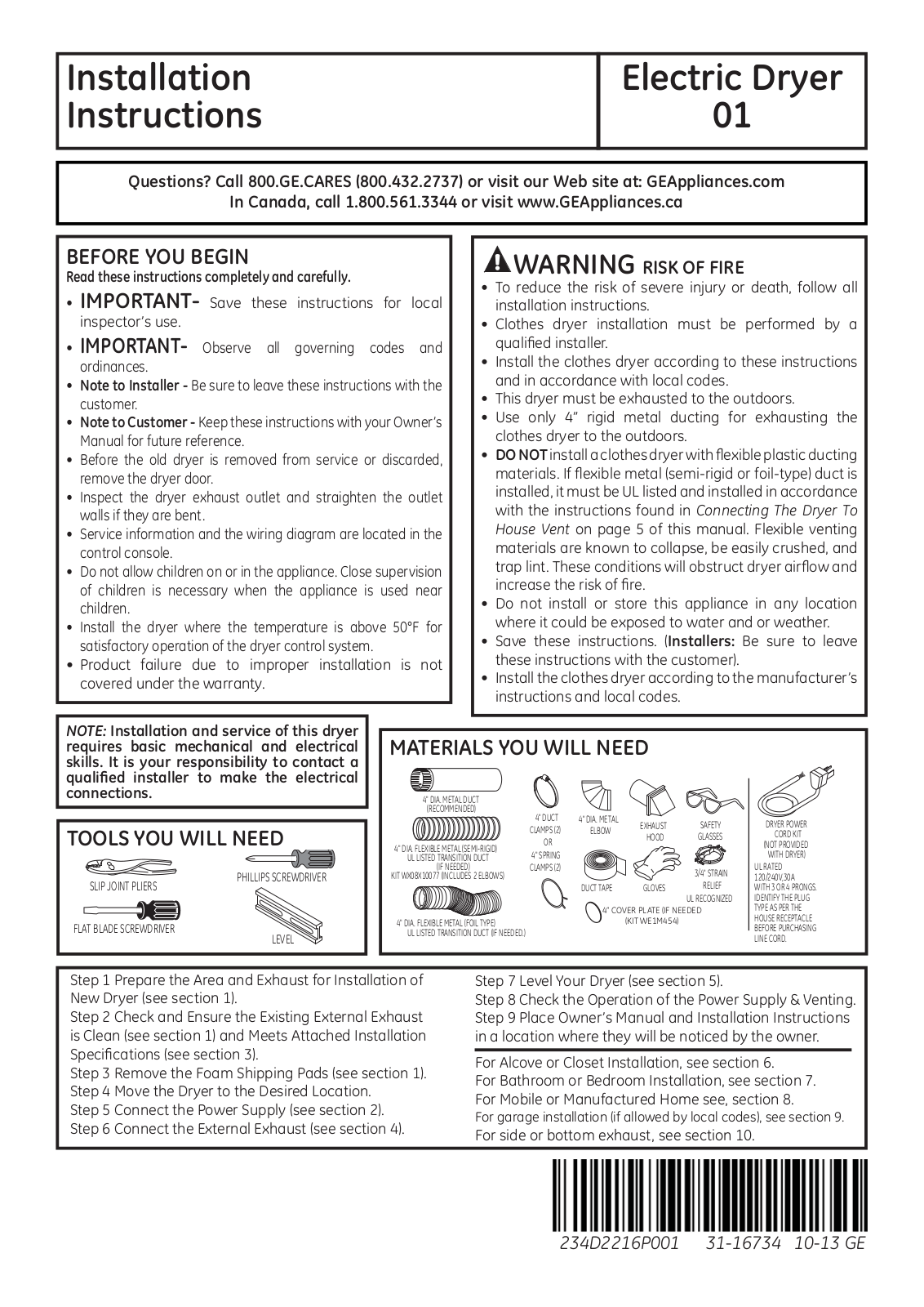 GE GTDX185EDCC User Manual