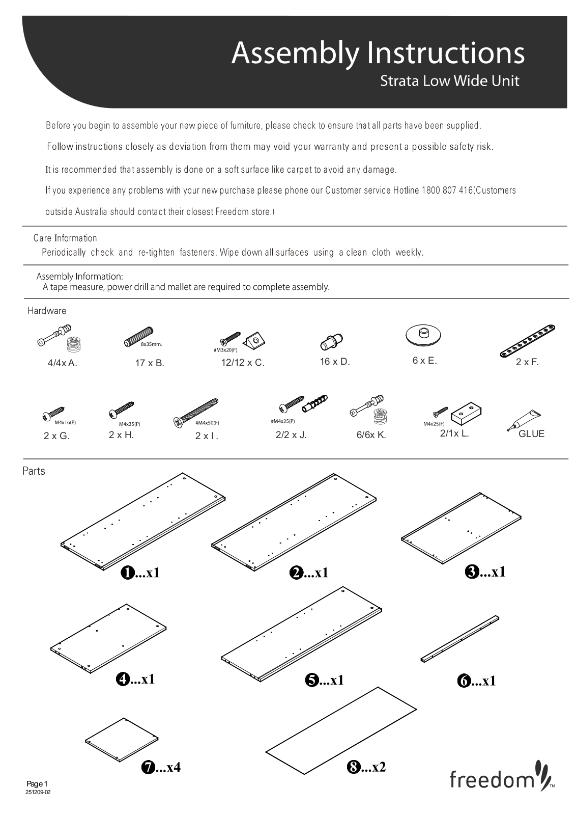 Freedom Strata Low Wide Unit Assembly Instruction