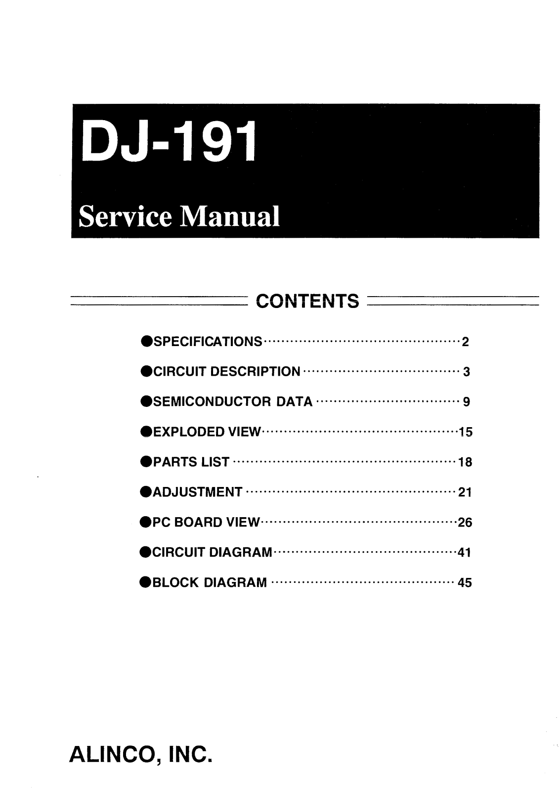 Alinco DJ-191 Service manual