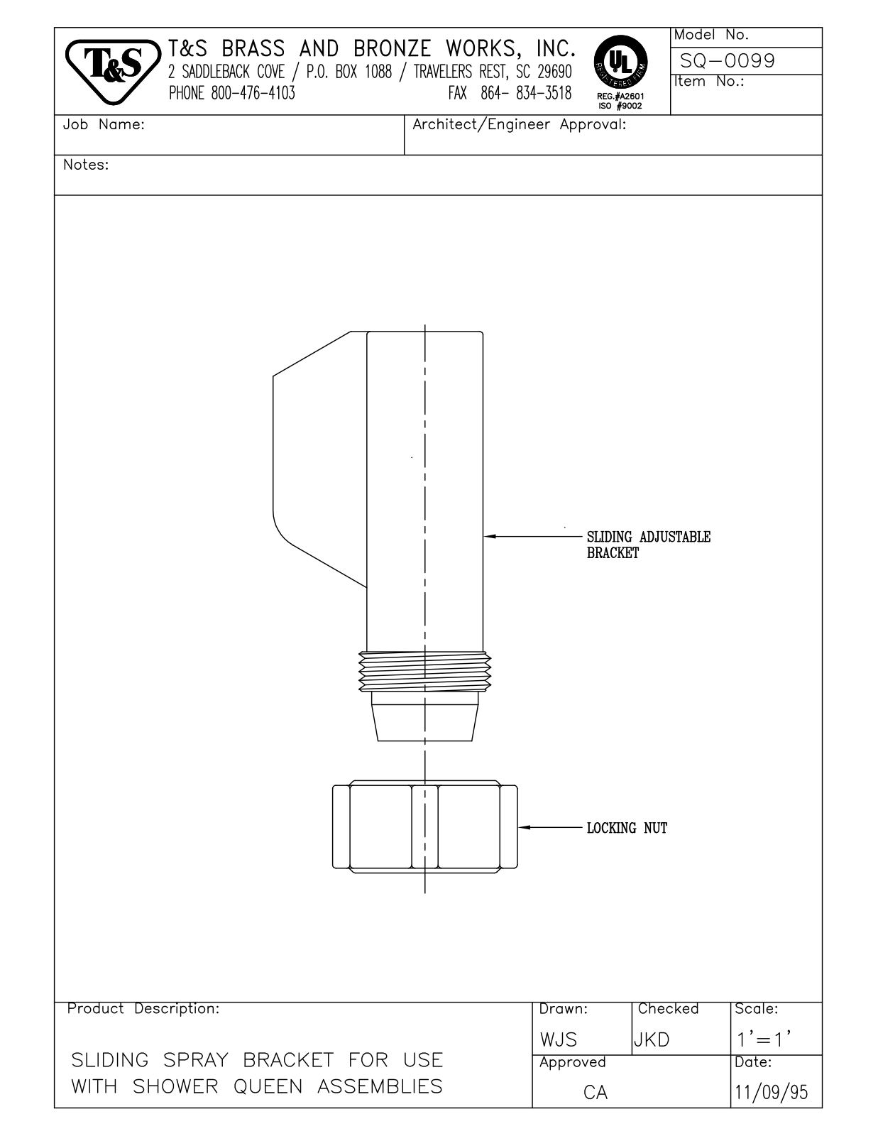 T&S Brass SQ-0099 User Manual