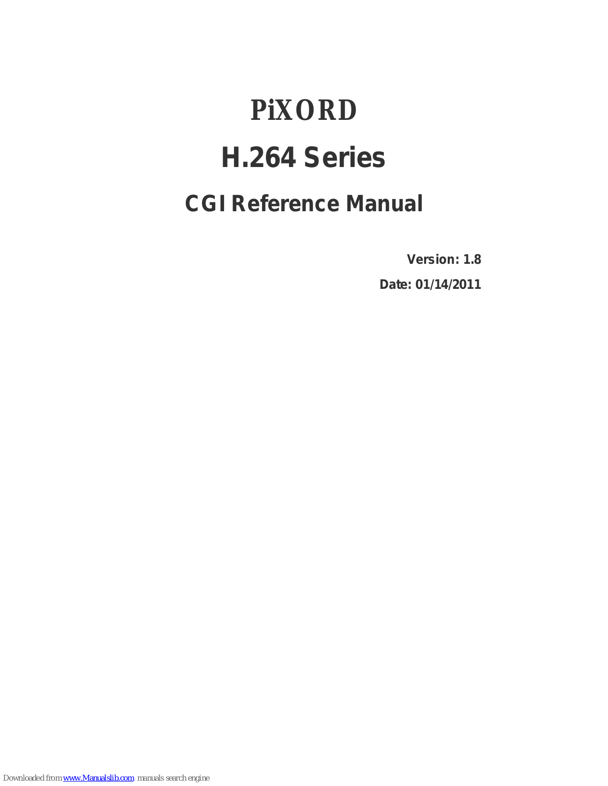 PiXORD H.264 Series Cgi Reference Manual - ManualMachine.com