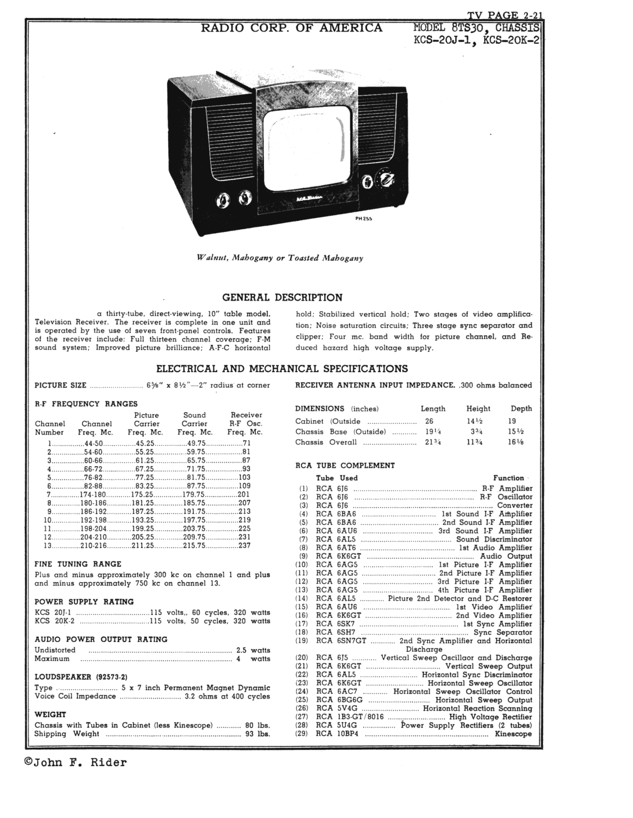 RCA 8ts30 schematic