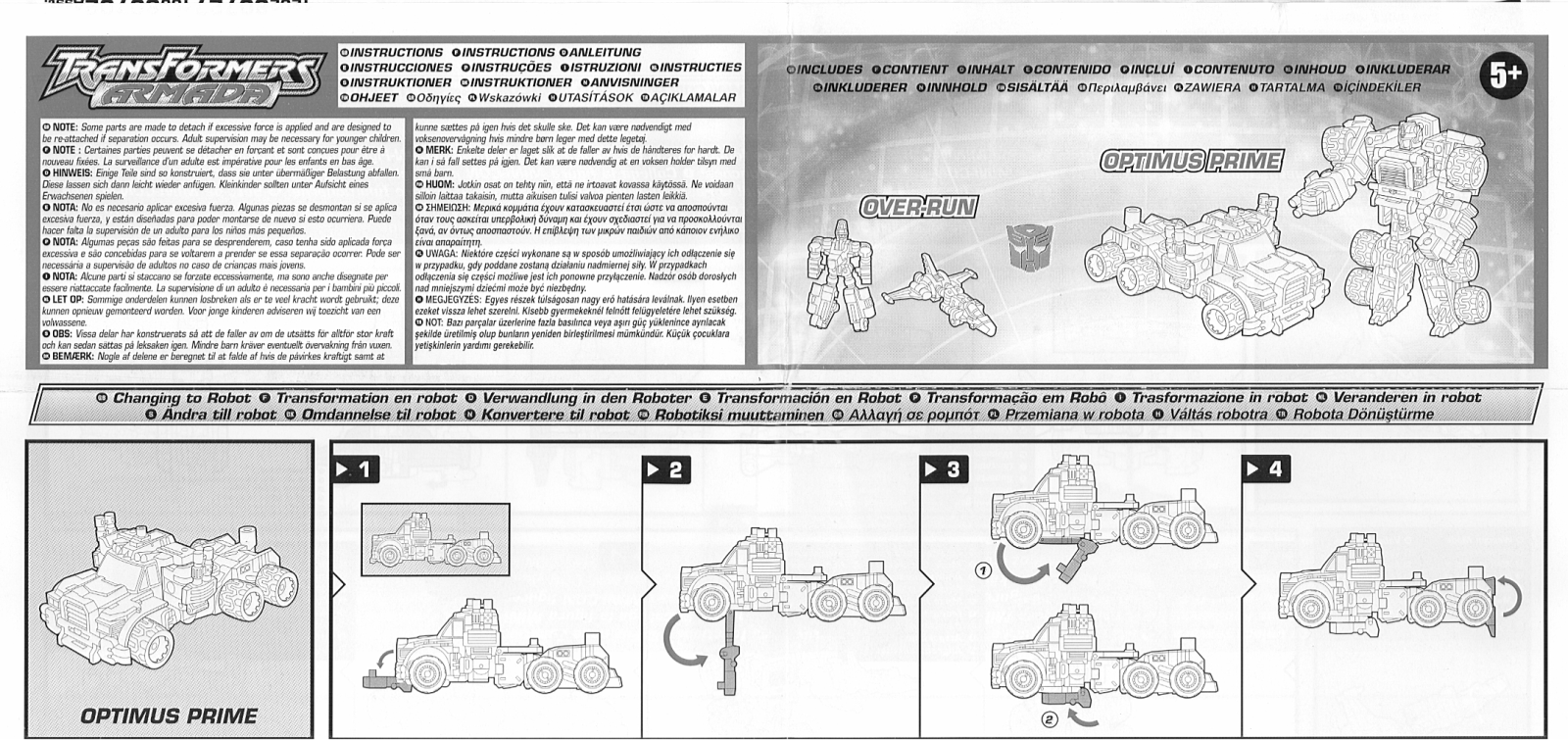Hasbro TRANSFORMERS ARMADA OPTIMUS PRIME WITH OVER RUN User Manual