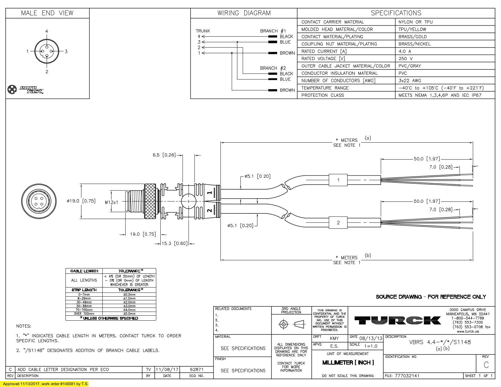 Turck VBRS4.4-2/2/S1148 Specification Sheet