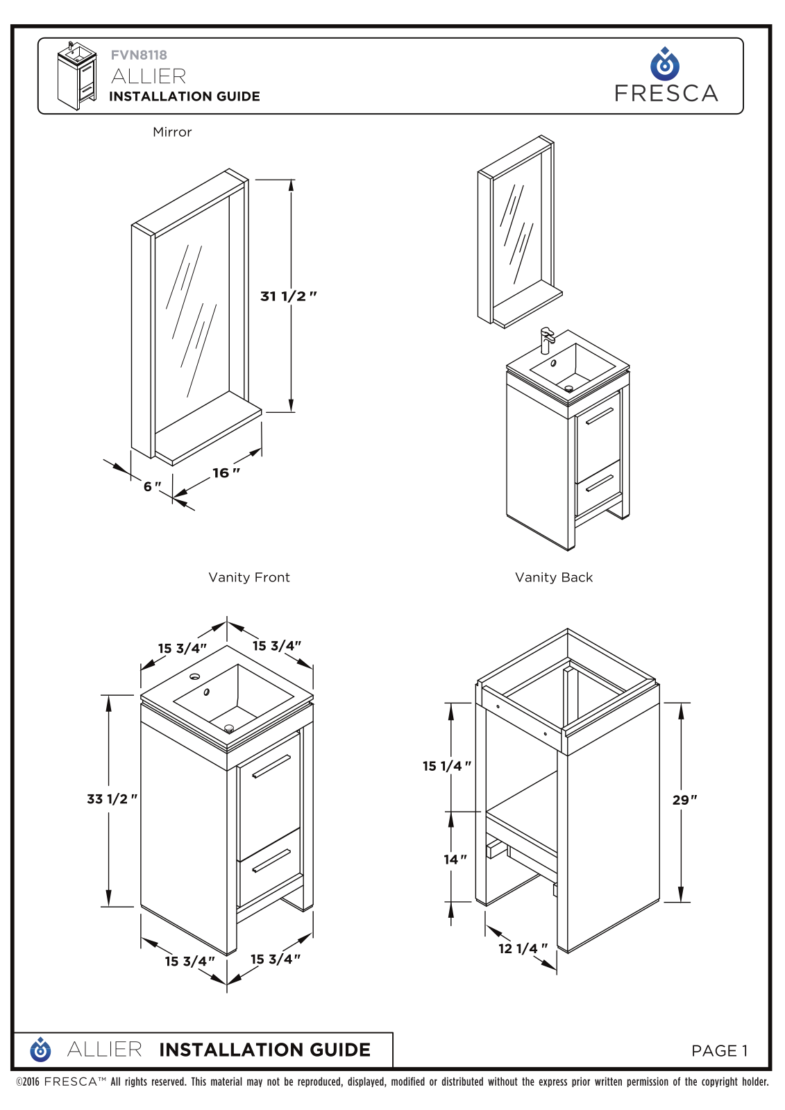 Fresca FBH1337 Installation & Assembly - ManualMachine.com