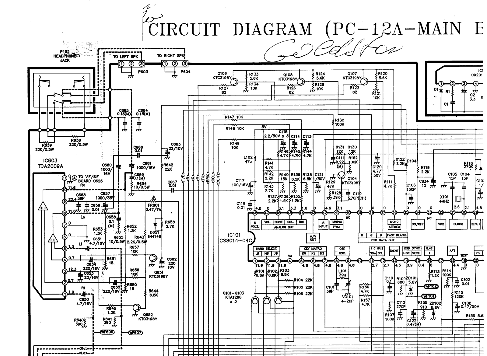 Goldstar CBT-2876, PC-12A Cirquit Diagram