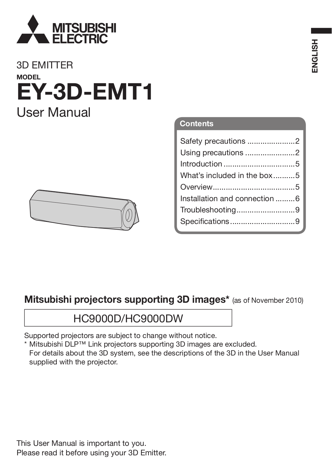 MITSUBISHI EY-3D-EMT1 User Manual