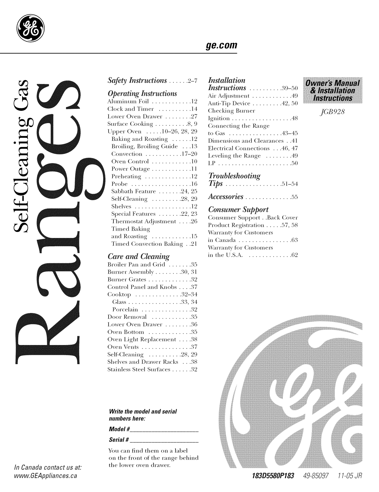 GE JGB928TEK5WW, JGB928TEK4WW, JGB928SEL1SS, JGB928SEK5SS, JGB928SEK4SS Owner’s Manual - ManualMachine.com