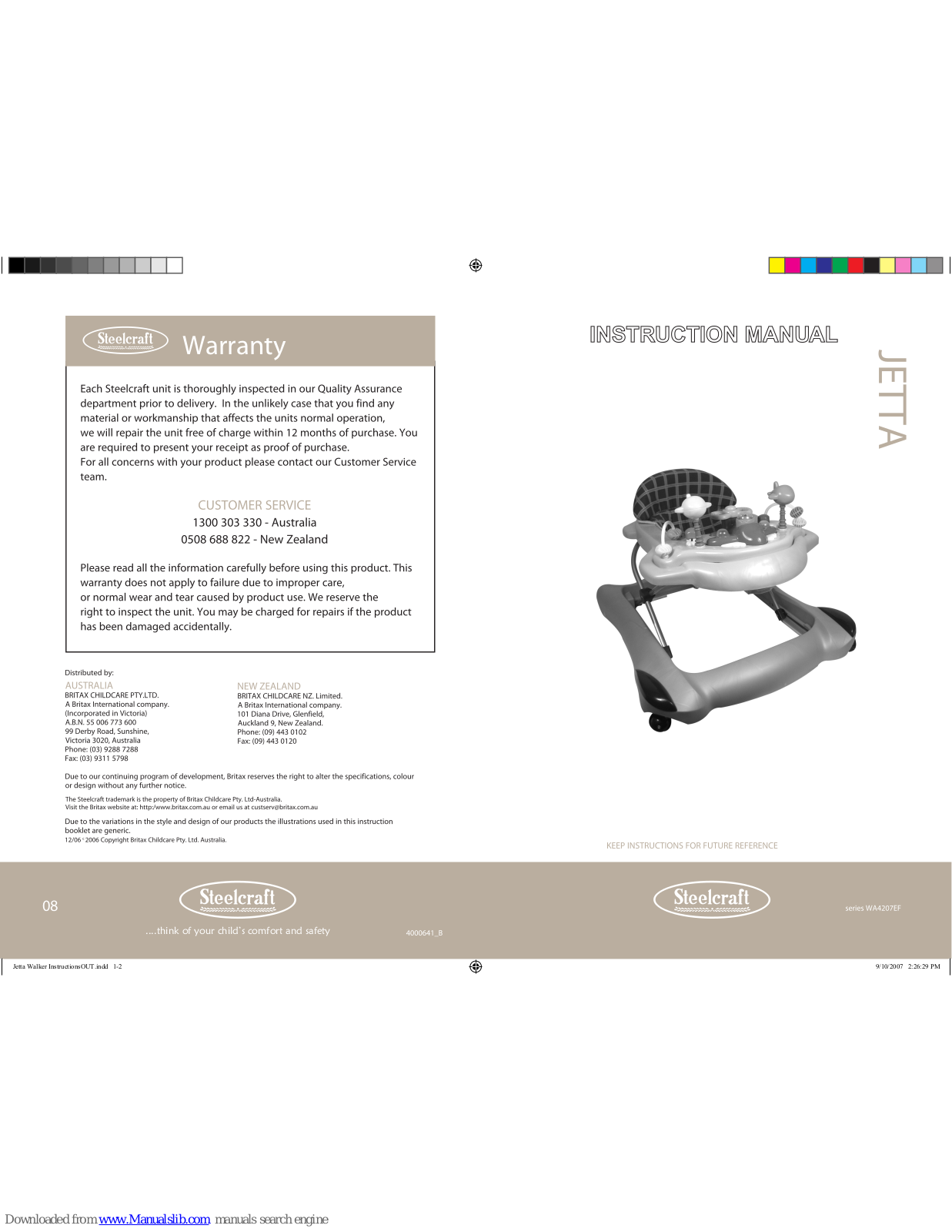 Britax Steelcraft JETTA, WA4207EF Series User Manual