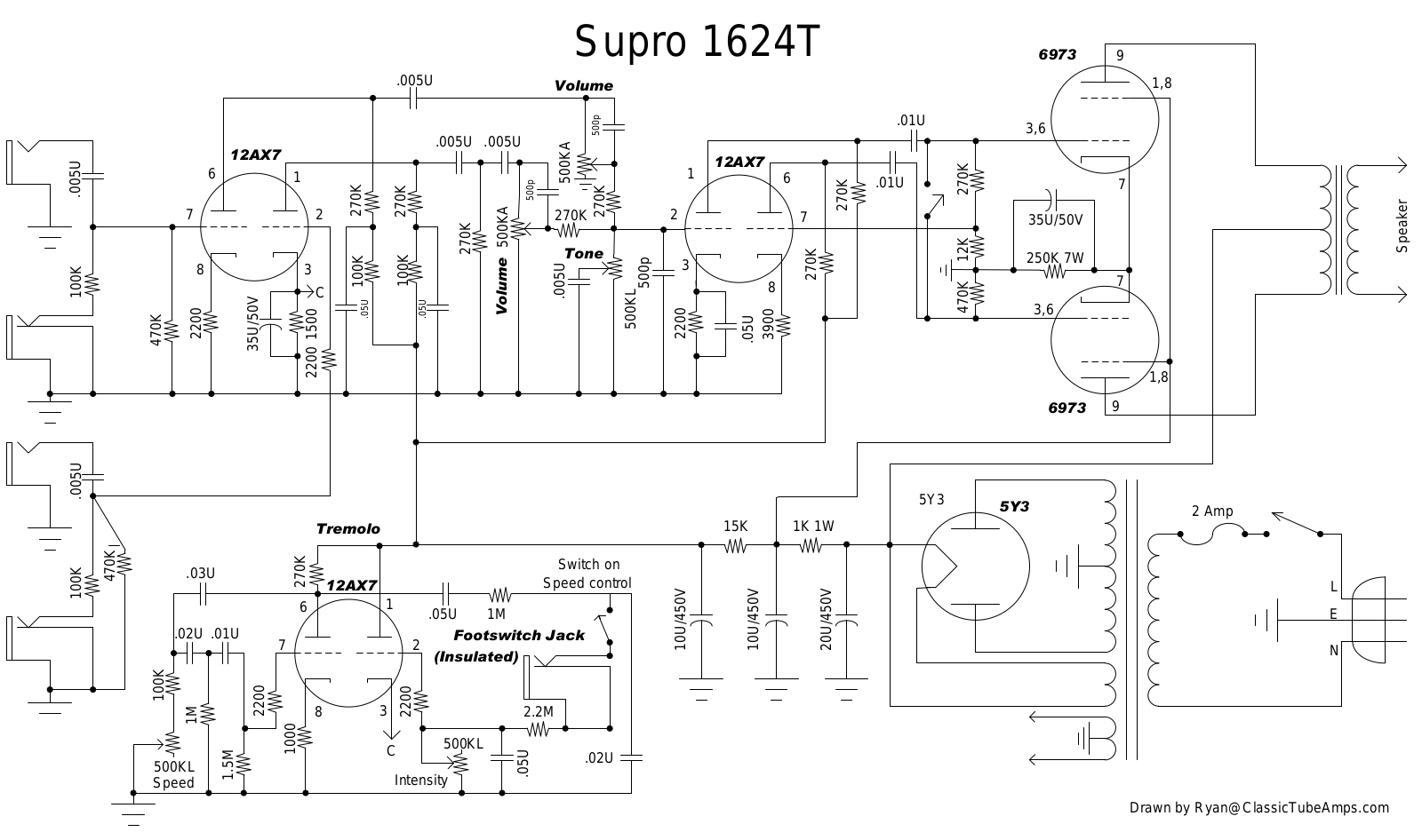 Supro 1624t schematic