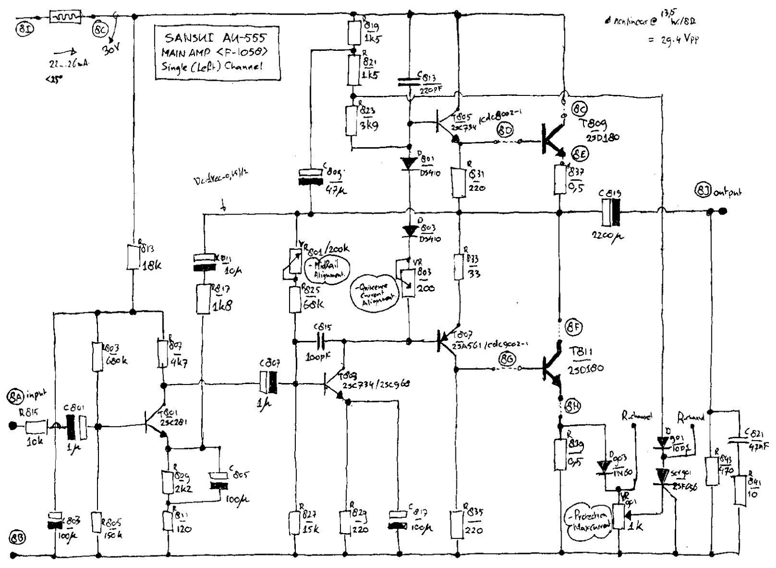 Sansui AU-555 Schematic