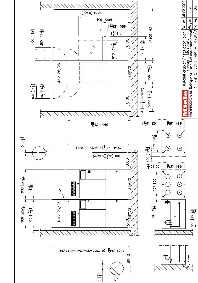 Miele G 7825 D AP, G 7825 EL AP Installation diagram