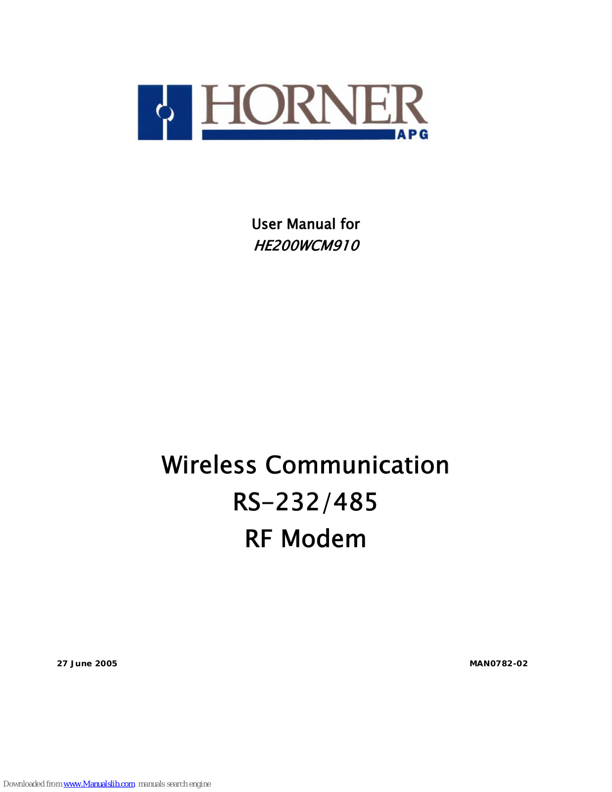 HORNER HE200WCM910 User Manual - ManualMachine.com