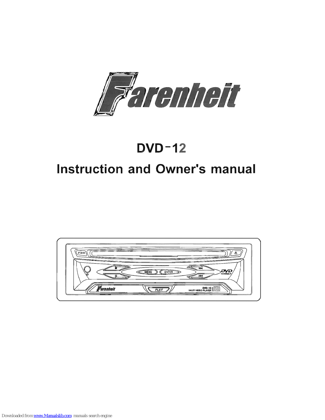 Farenheit DVD-12 Instructions And Owner's Manual