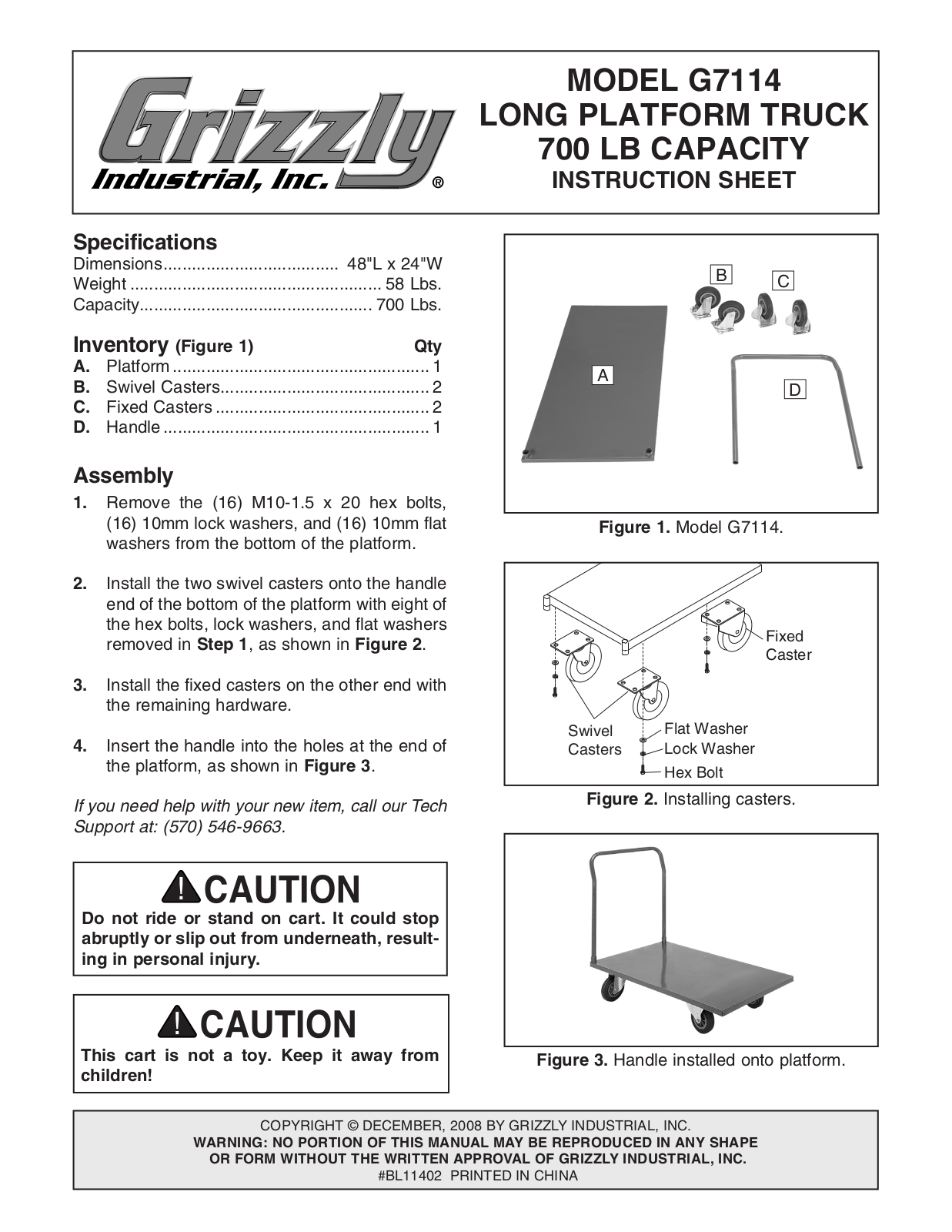 Grizzly G7114 User Manual