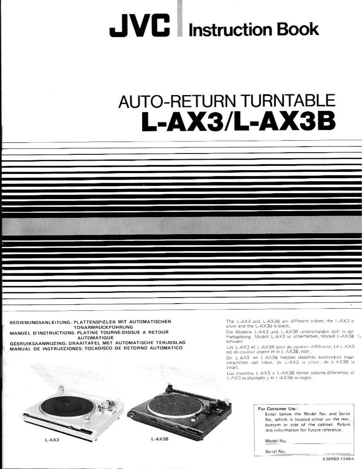 Jvc L-AX3 Owners Manual