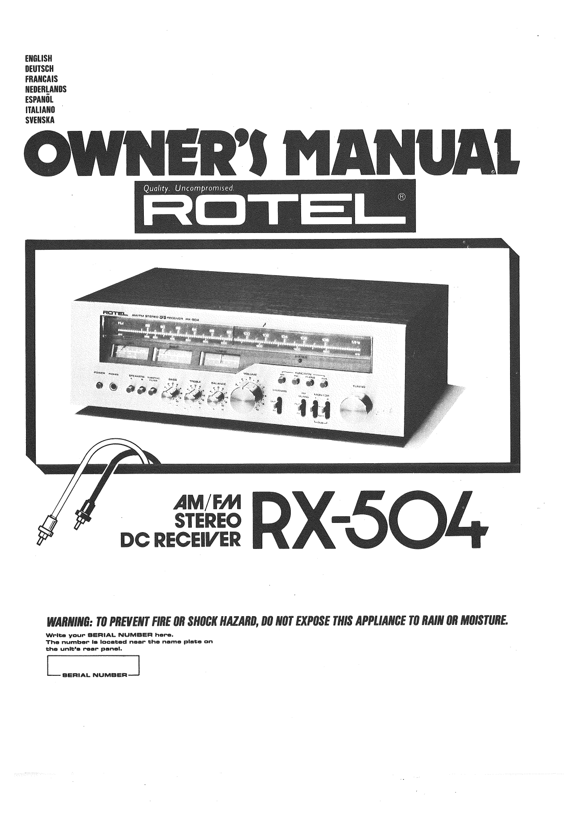 Rotel RX-504 User Manual