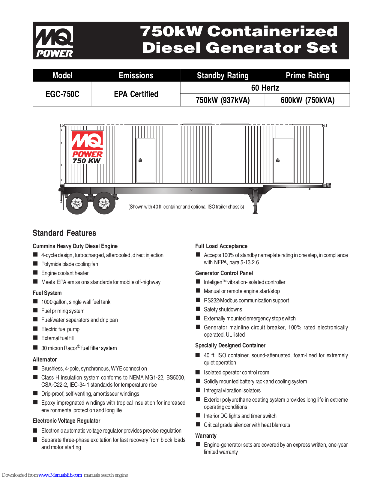MQ Power EGC-750C Specifications - ManualMachine.com