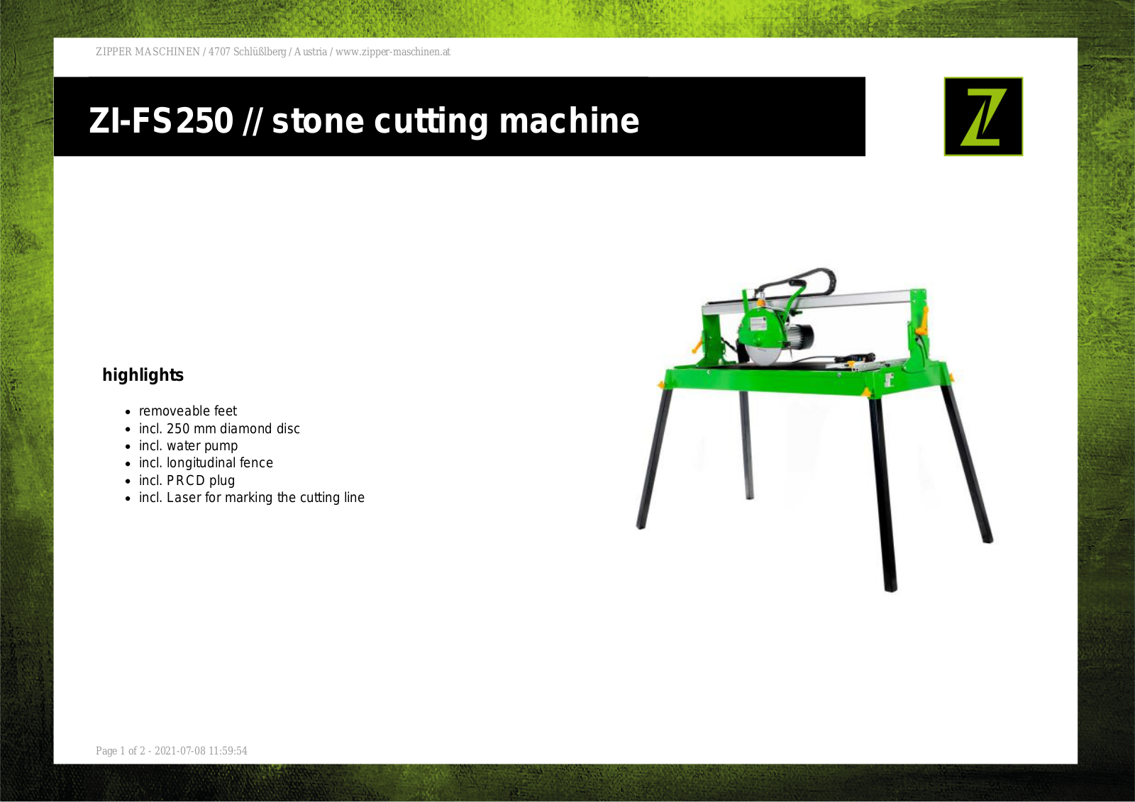 Zipper FS250 User guide - ManualMachine.com