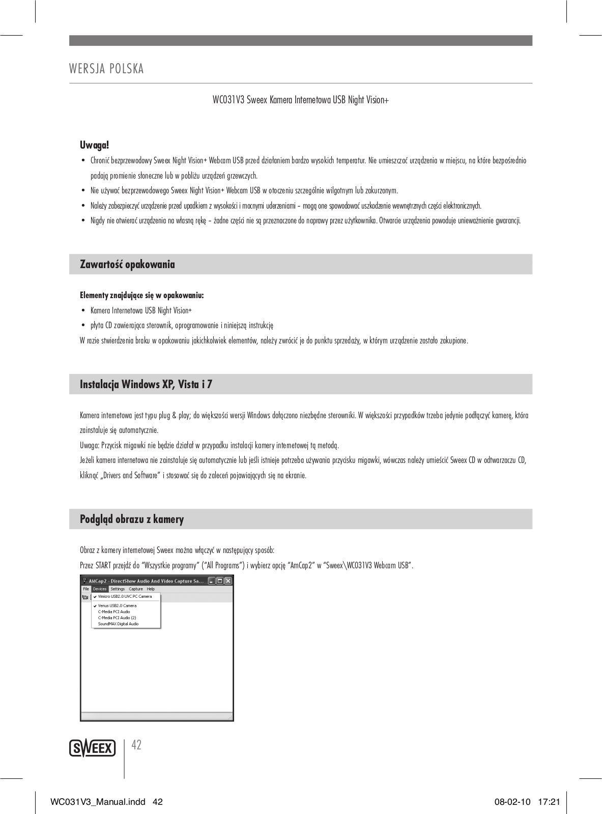 Sweex WC031V3 User Manual