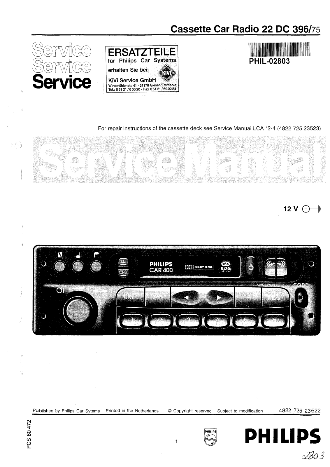 Philips DC-396 Service manual