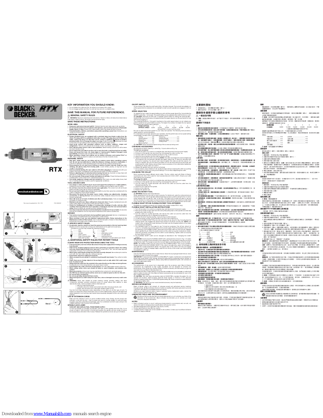 Black & Decker RTX Instructions For Use Manual