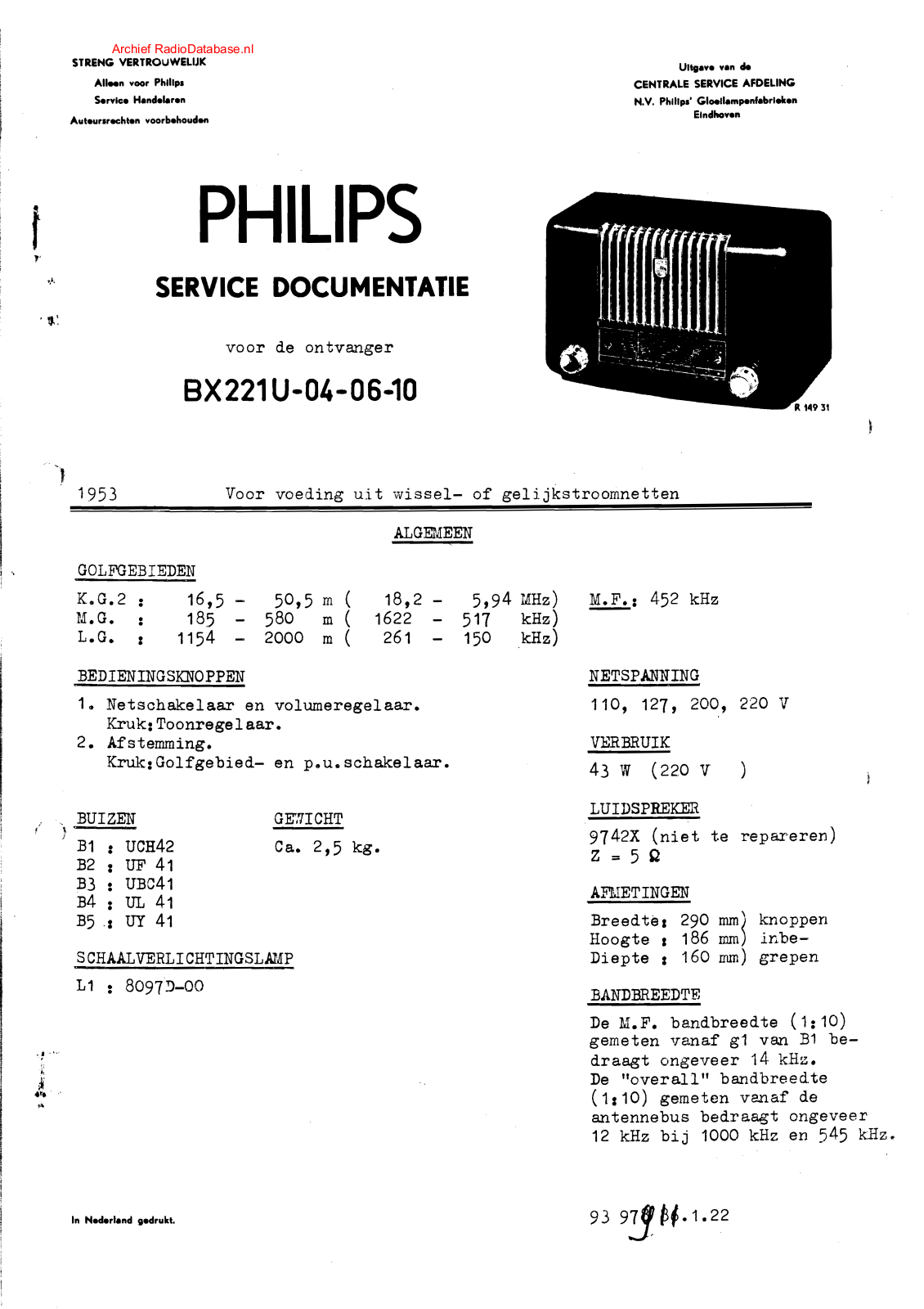 Philips BX221U Schematic