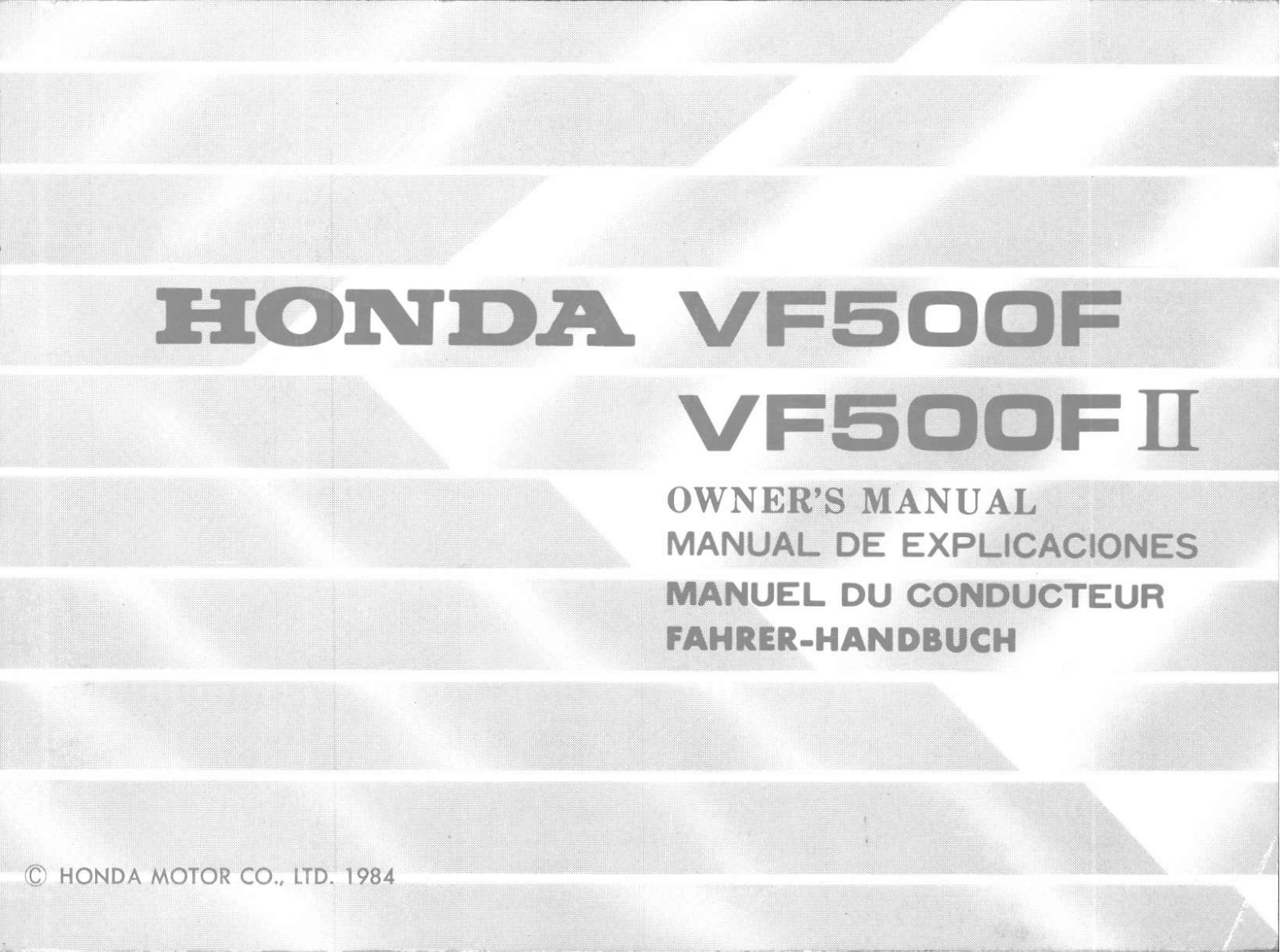 Honda VF500F 1984 User Manual