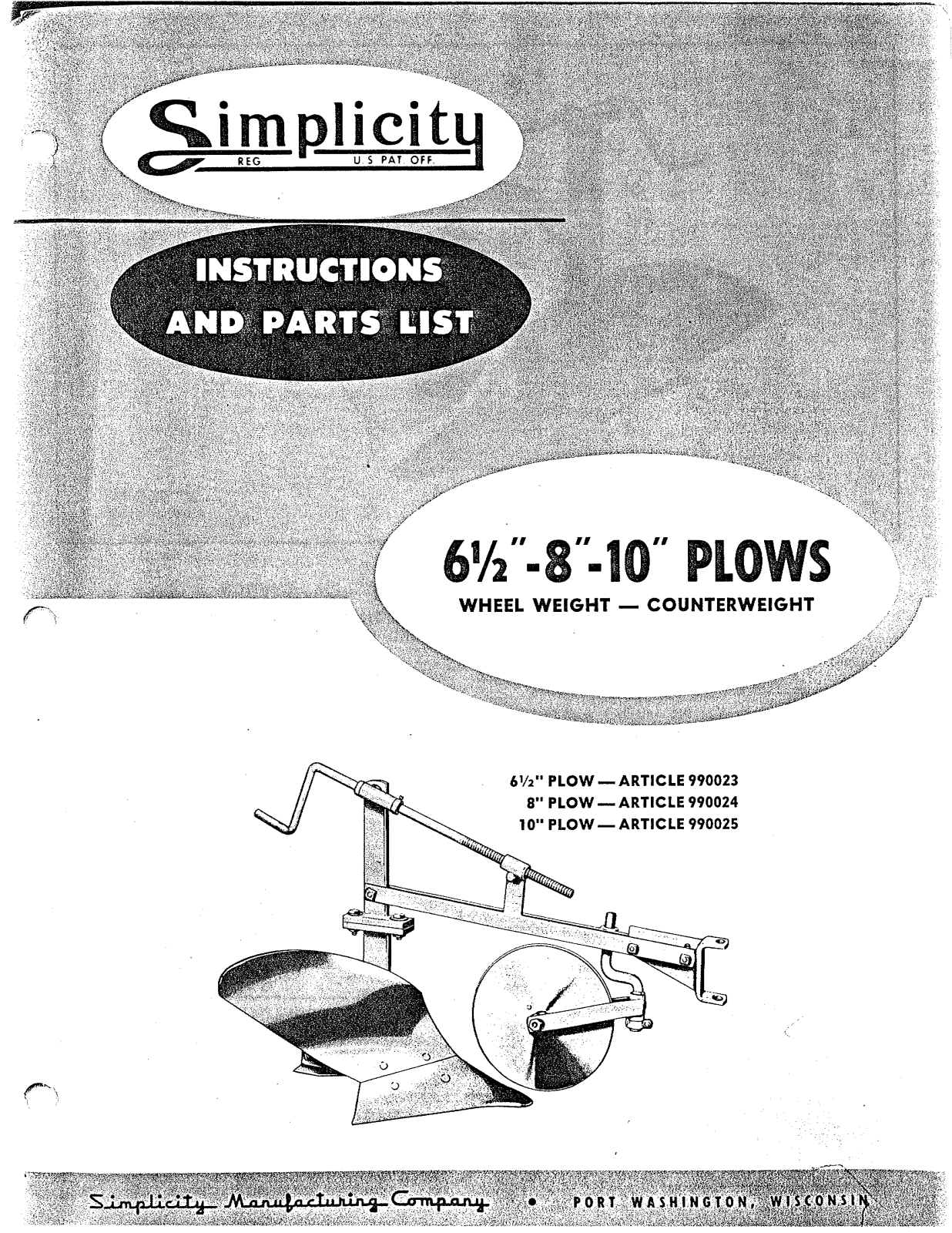 Simplicity 990025, 990023, 990024 User Manual